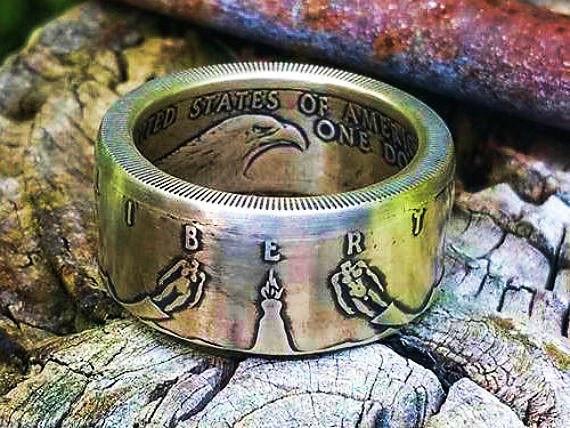 1984 LA Olympics Silver Dollar Coin Ring image 0