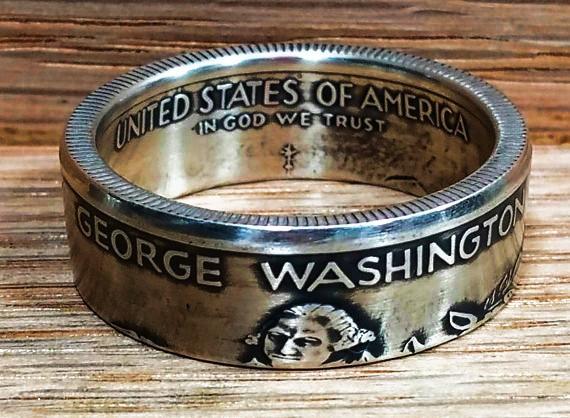 1982 Silver Washington Half Dollar Coin Ring image 0