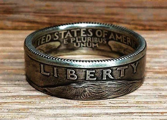 1992-1998 Silver Washington Quarter Coin Ring image 0